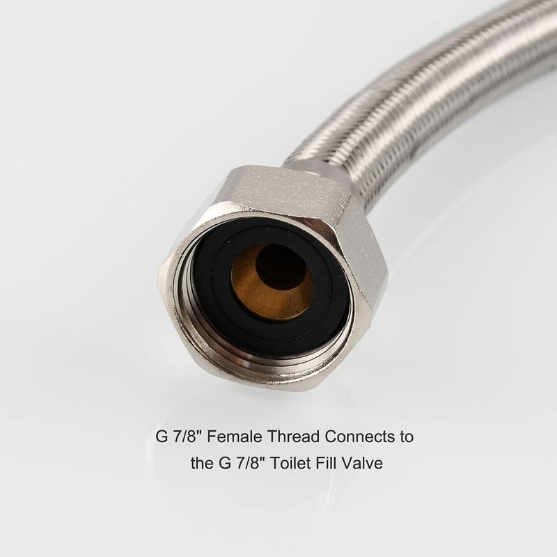 Biveah Toilet Connector Hose, Stainless Steel Braided Toilet Supply Line 3/8" Female Thread x 1/2" Female Straight Thread, 12 Inch, KGS003 - Image 5